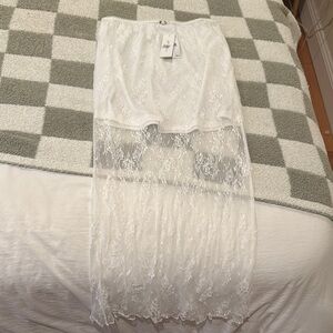 All in Favor White Lace Skirt